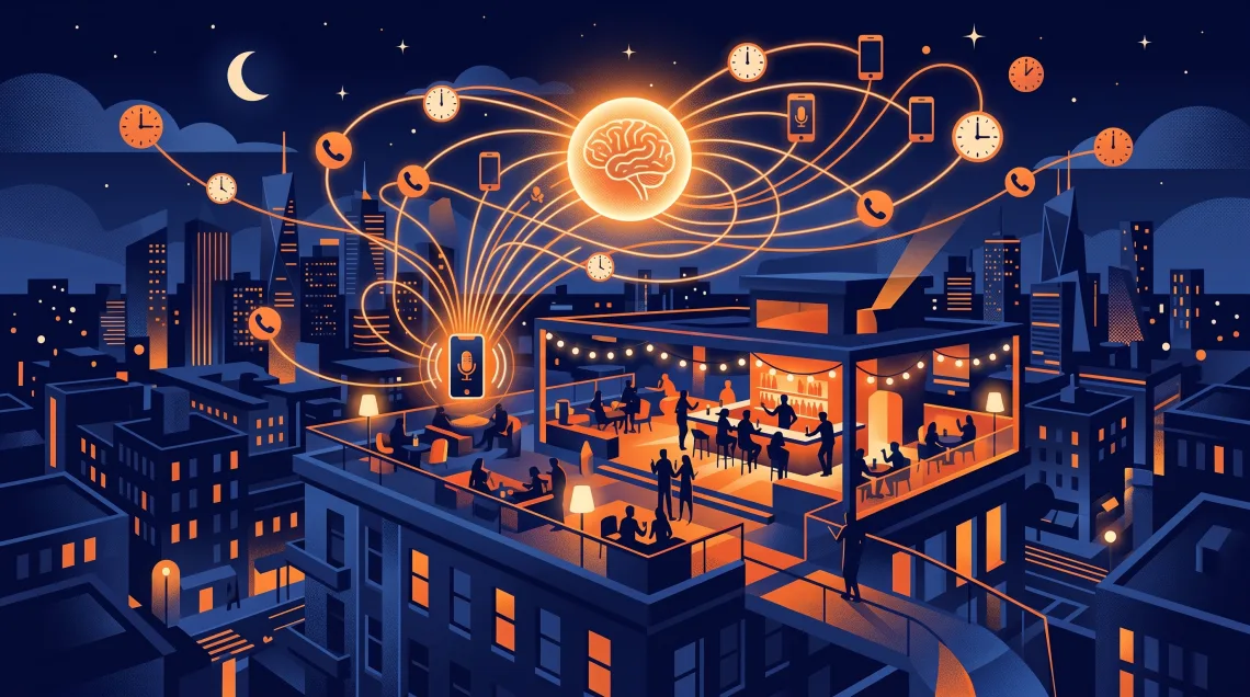 AI voice agent handling many calls at once through the night with no hold queue