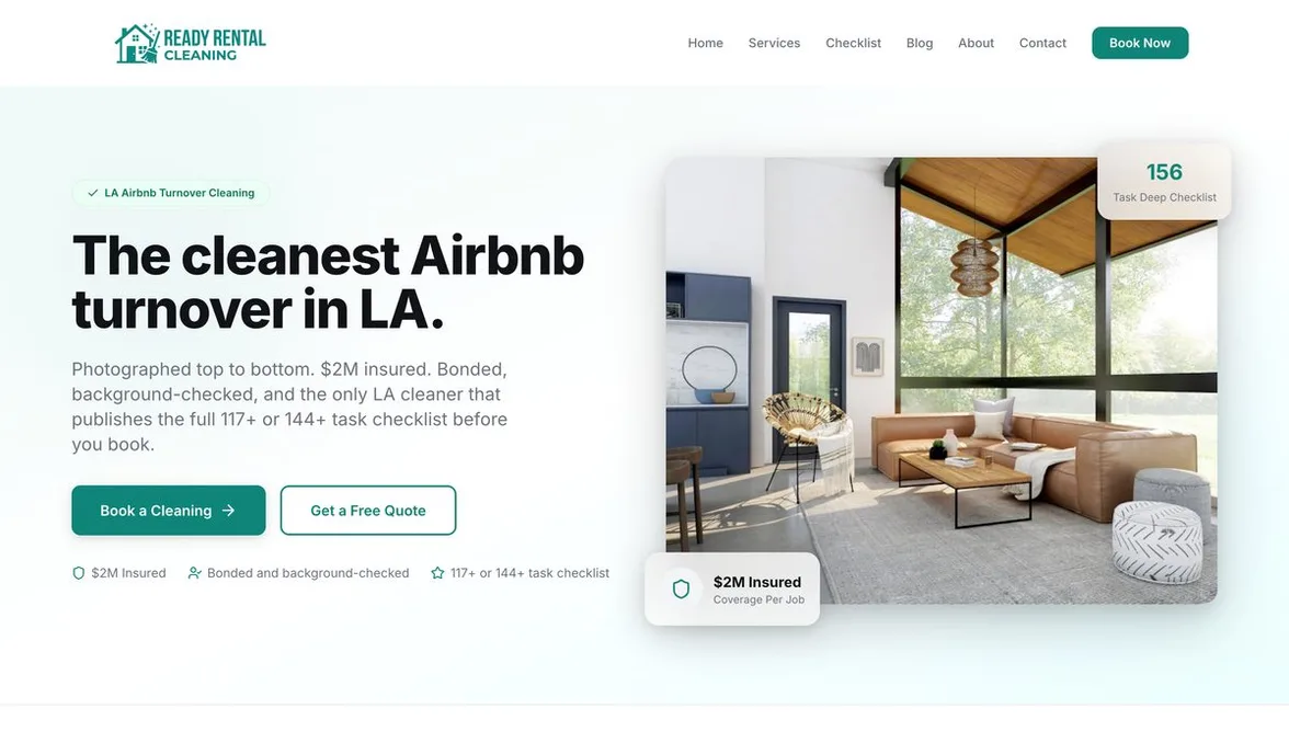 Ready Rental Cleaning site built by Tested Media, SEO company serving Fresno