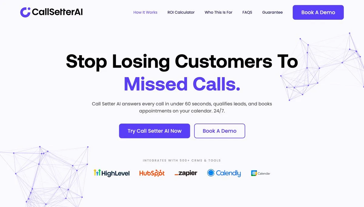 CallSetter AI website built by Tested Media, SEO company serving Lincoln