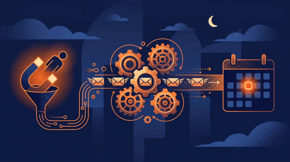 Automation workflow moving a new lead from capture to a booked appointment